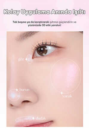 İki Renkli, Kalp Tasarımlı, Yoğun Işıltılı Highlighter PERIPERA Heart Pocketbeam (02 Cool Lighting)