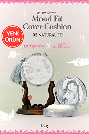 Yarı Mat Bitişli Filtre Etkili Cushion PERIPERA Mood Fit Cover Cushion SPF50+ PA++++(03 Natural Fit)