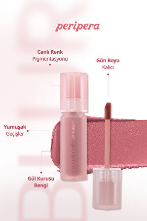 Gün Boyu Kalıcı Pürüzsüz Matlık Sunan Tint PERIPERA Over Blur Tint (014 Daily Rosy)