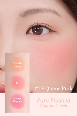 Işıltılı, İki Tonlu Highlighter Allık PERIPERA Pure Blushed Custom Cheek 006 Queens Pink
