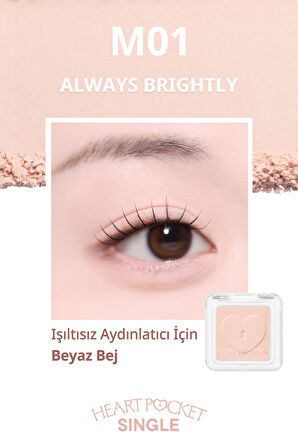 Kişiselleştirilebilir Mat Tekli Far PERIPERA Heart Pocket Single (M01 Always Brightly)