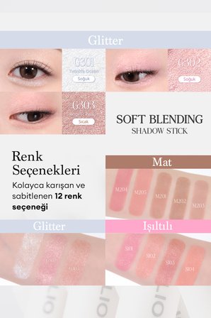 Kremsi, Kolayca Uygulanan ve Sabitlenen Fırçalı Kalem Far Soft Blending Shadow Stick (M204)