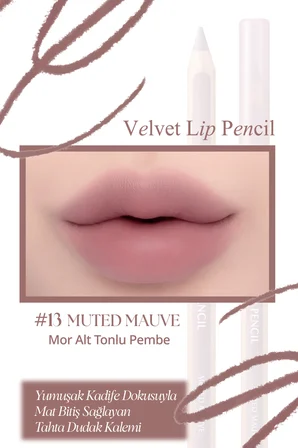 Kremsi Formüle Sahip Dudak Kalemi ve Kalemtıraş Seti CLIO Velvet Lip Pencil Set 13 Muted Mauve