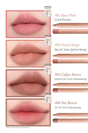 Kremsi Formüle Sahip Dudak Kalemi ve Kalemtıraş Seti CLIO Velvet Lip Pencil Set 12 Blush Pink