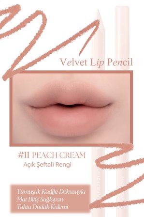 Kremsi Formüle Sahip Dudak Kalemi ve Kalemtıraş Seti CLIO Velvet Lip Pencil Set 11 Peach Cream