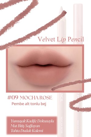 Kremsi Formüle Sahip Dudak Kalemi ve Kalemtıraş Seti CLIO Velvet Lip Pencil Set 09 Mocha Rose