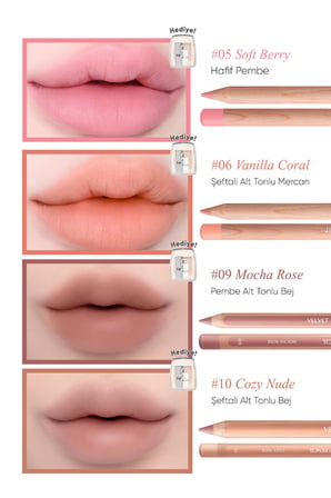 Kremsi Formüle Sahip Dudak Kalemi ve Kalemtıraş Seti CLIO Velvet Lip Pencil Set 09 Mocha Rose
