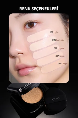 CICA İçerikli, Yüksek Kapatıcı Yarı Mat CLIO Kill Cover Founwear Cushion Set (19N Porcelain) SPF40PA++