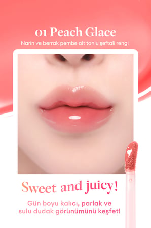 Parlak Bitişli & Hafif Renkli Nemlendirici Etkili Tint DASIQUE Juicy Dewy Glow Tint (01 Peach Glace)