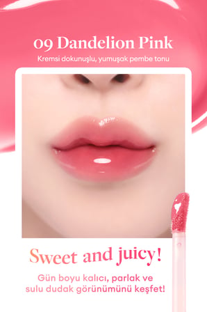 Parlak Bitişli&Hafif Renkli Nemlendirici EtkiliTint DASIQUE Juicy Dewy Glow Tint (09 Dandelion Pink)