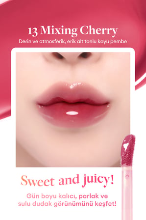 Parlak Bitişli&Hafif Renkli Nemlendirici Etkili Tint DASIQUE Juicy Dewy Glow Tint (13 Mixing Cherry)