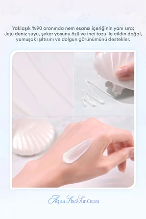  Nemlendirici, İnci Işıltılı, Hafif Yapılı Güneş Kremi DASIQUE Aqua Shell Sun Cream SPF50+ PA++++