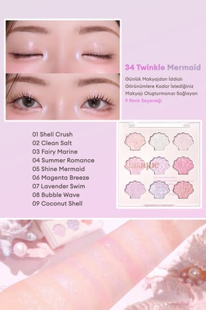Yoğun Işıltılı Renk Seçenekleri Sunan Far Paleti DASIQUE Shadow Palette (#34 Twinkle Mermaid)
