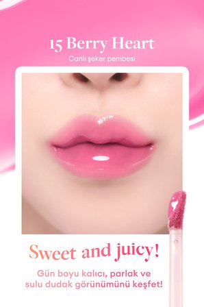 Parlak Bitişli & Hafif Renkli Nemlendirici Etkili Tint DASIQUE Juicy Dewy Glow Tint (15 Berry Heart)