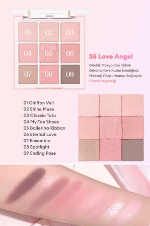 Mat ve Işıltılı Renk Seçenekleri Sunan Far Paleti DASIQUE Shadow Palette (35 Love Angel)
