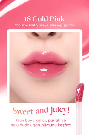 Parlak Bitişli & Hafif Renkli Nemlendirici Etkili Tint DASIQUE Juicy Dewy Glow Tint (18 Cold Pink)