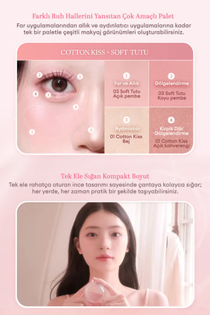 Işıltılı, Yumuşak Yapılı, Dökülme Yapmayan 4lü Far Paleti DASIQUE Multi Quad Shadow (01 Cotton Kiss)