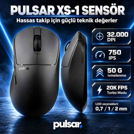 Pulsar X3 Crazylight Jet Black Size 1 Mini XS-1 Sensör Kablosuz Gaming Mouse (PX3RCL101)