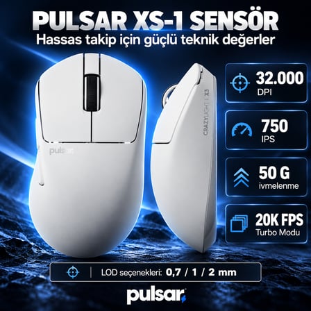 Pulsar X3 Crazylight Uyuni White Size 1 Mini XS-1 Sensör Kablosuz Gaming Mouse (PX3RCL102)