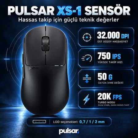 Pulsar X2N CrazyLight Mini Jet Black 8K Hz XS-1 Kablosuz Simetrik Gaming Mouse (PX2NCL101)