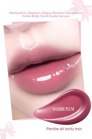 Dolgun Görünüm Kazandıran, Parlak, Besleyici, Renkli Dudak Serumu CLIO Glaze Lip Serum 04 Bare Plum