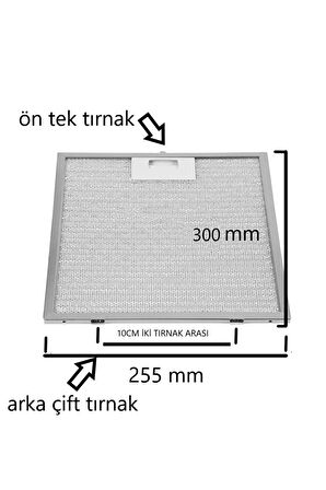 Beko ADP 61420i Davlumbaz Ankastre Aspiratör Alüminyum Yağ Filtresi 253x300 Alt Kısmı iki Tırnak! Uyumlu