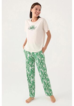 Pierre Cardin 8804 Kısa Kol Kadın Pijama Takım Bej