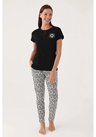 Pierre Cardin 8785 Kısa Kol Kadın Pijama Takım Siyah