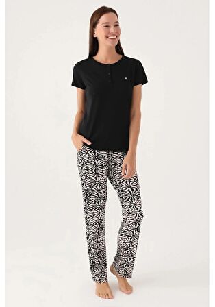 Pierre Cardin 8788 Kısa Kol Kadın Pijama Takım Siyah