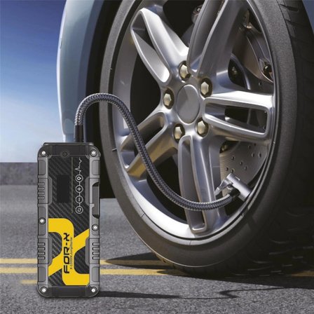 FOR-X X-12000mAh-12 V ŞARZLI AKÜ TAKVİYE-KOMPRESSÖR LASRİK ŞİŞİRME-POWER BANK-LED IŞIK-AKIM-ŞARZ KORUMALI AKÜ TAKVİYE CİHAZI-ÖZEL ÇANTALI