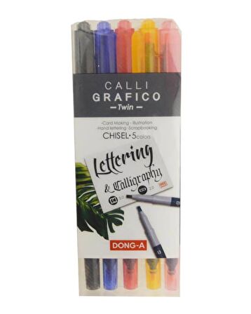Dong-A Çift Taraflı Kesik Uçlu 5’li Kaligrafi Kalem Seti