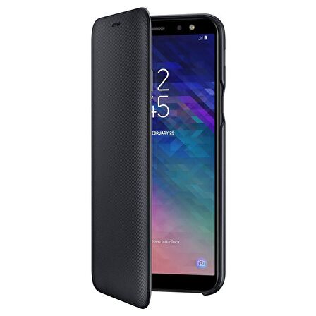Galaxy A6 2018 Wallet Cover Kılıf Siyah EF-WA600CBEGWW