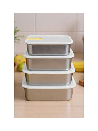 Perfect Seal Paslanmaz Çelik Saklama Kabı 4 Lü Set