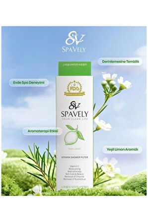 Spavely Yeşil Limon Duş Başlığı Filtresi Arıtması Güney Kore Menşei Klor Kireç Karşıtı Hoş Kokulu 150 gr