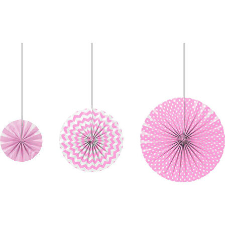 Yelpaze Dekor Süs Seti pembe  3Lü Kf109-PEMBE  20cm-30cm-40cm 3 lü set