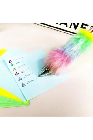 Tüy Yumağı Unicorn 6 Renkli Tükenmez Kalem – Yumuşak Dokulu