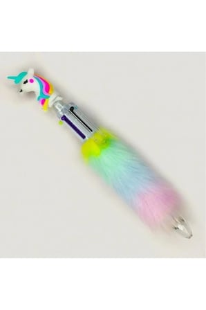 Tüy Yumağı Unicorn 6 Renkli Tükenmez Kalem – Yumuşak Dokulu