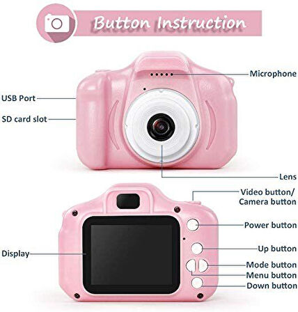 NPS - Çocuklar İçin Dijital Fotoğraf ve Video Makinası - PEMBE