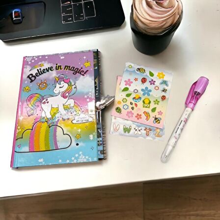 Unick Color Secret Kalemli Kilitli Hatıra Defter Seti