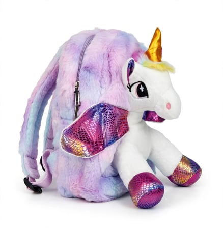 AKILLIELMA-TAROS KABARTMALI PELUŞ SIRT ÇANTASI MAVİ UNICK COLOR UNICORN ORTA BOY 7698