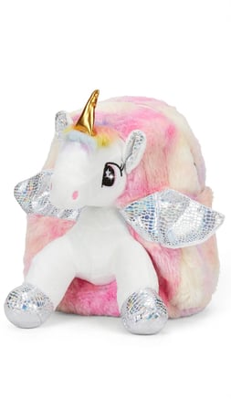 AKILLIELMA-TAROS KABARTMALI PELUŞ SIRT ÇANTASI PEMBE UNICK COLOR UNICORN ORTA BOY 7698