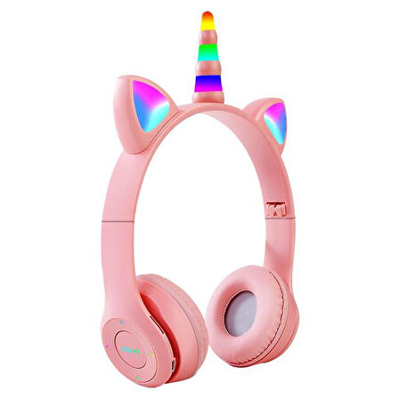 NPS - Unicorn şeklnde Işıklı Bluetooth Kulaklık - PEMBE