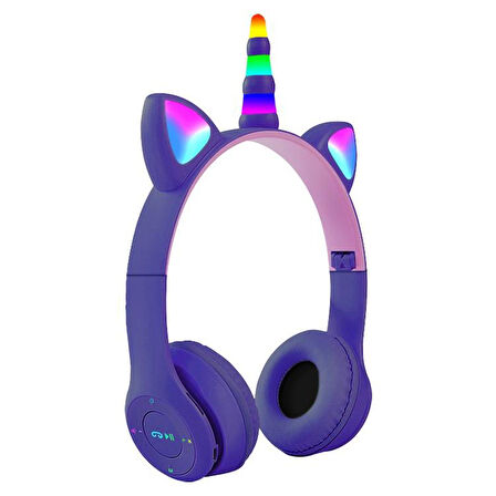 NPS - Unicorn şeklnde Işıklı Bluetooth Kulaklık - PEMBE