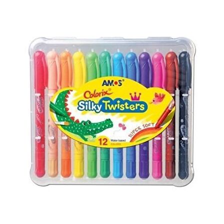 Amos Silky Twisters Üçü Bir Arada Jel Tipi Mum Boya 12 Renk