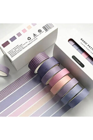 Violet Temalı 8 Renkli Washi Bant • Sticky Note (GGK-PC013)