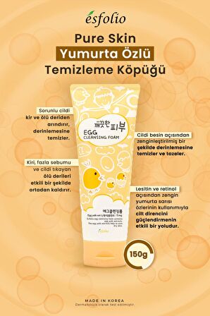 Gözenek Küçültücü Yumurta Sarısı Özü İçeren Yüz Temizleme Köpüğü Esfolio Egg Cleansing Foam 150 g