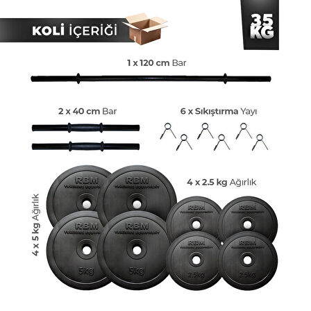 35 Kg Halter Seti, Dambıl Seti Ve Ağırlık Fitness Seti