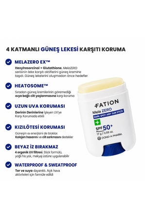 Fation Melazero Dark Spot Airy Sun Stick Leke Karşıtı Güneş Koruyucu SPF 50+ 17g