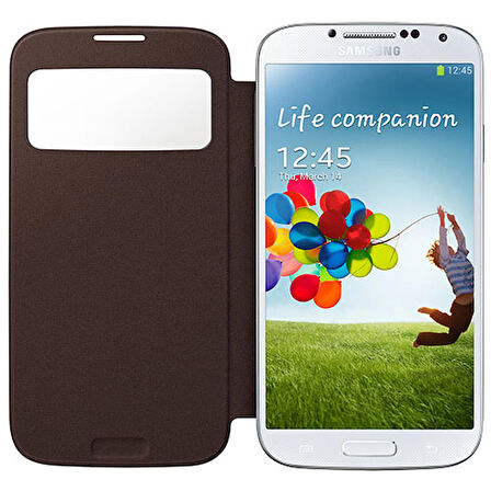 Galaxy S4 i9500 ile Uyumlu S View Cover Kılıf Kahve EF-CI950BAEGWW
