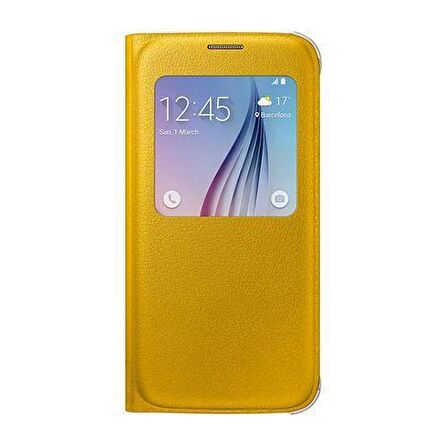 Galaxy S6 S-View Cover (Deri Görünümlü) Sarı EF-CG920PYEGWW